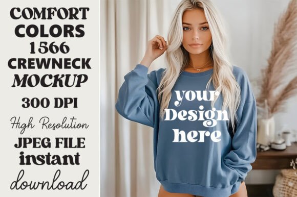 Comfort Colors 1566 Mockup Blue Jean 23 Review for Embroidery Projects