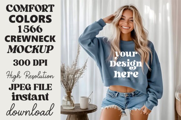 Comfort Colors 1566 Mockup Blue Jean 4 Review for Embroidery Projects