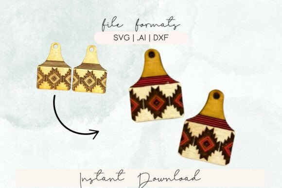 Cow Tag Aztec Print Engrave Earring SVG Review for Real Projects