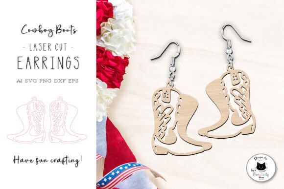 Hand-Drawn Cowboy Boots Earrings Laser Cut File Review