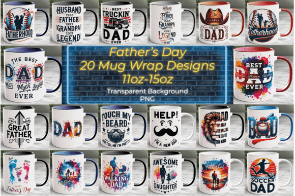 Happy Father’s Day Mug Wrap PNG Bundle Review for Embroidery Projects