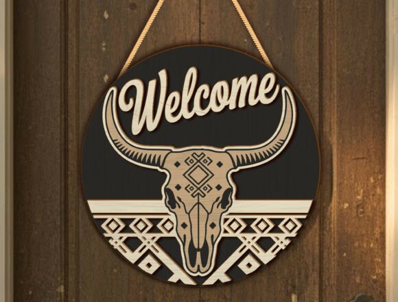 Western Longhorn Welcome Door Sign Embroidery Review